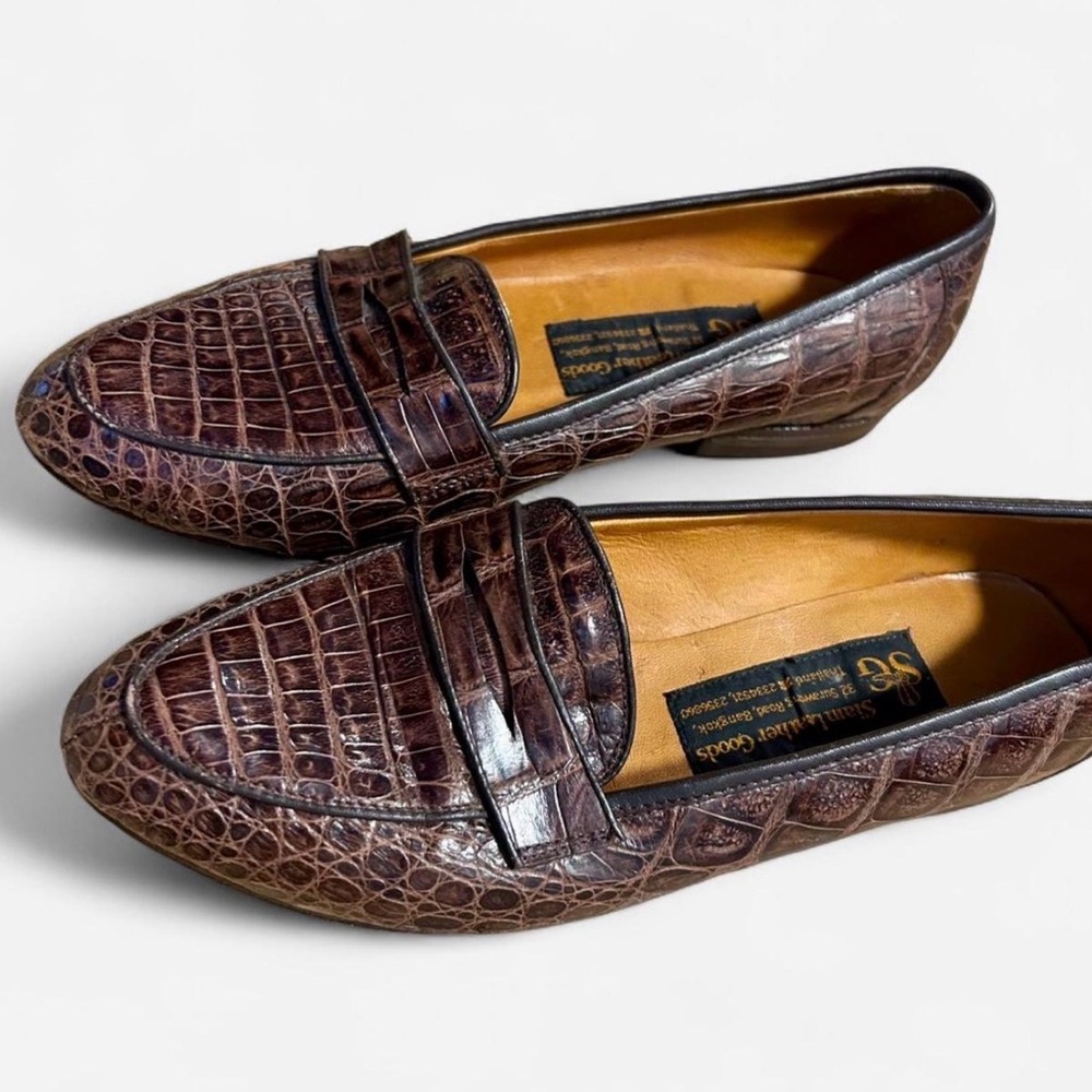 Siam Leather Goods Alligator Penny Loafers
